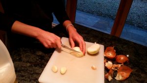 chopping onion