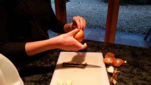 peeling onion